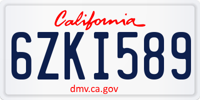 CA license plate 6ZKI589