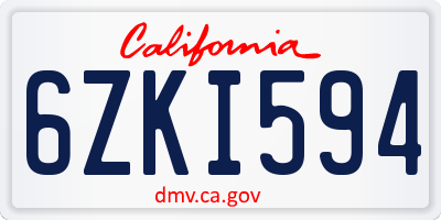 CA license plate 6ZKI594