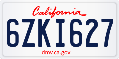 CA license plate 6ZKI627