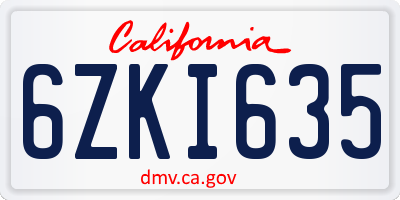 CA license plate 6ZKI635