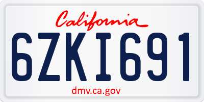 CA license plate 6ZKI691