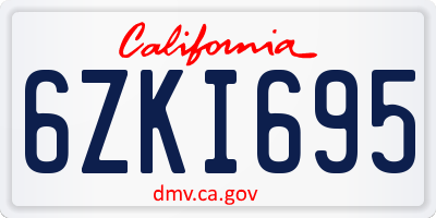 CA license plate 6ZKI695