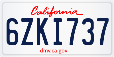 CA license plate 6ZKI737