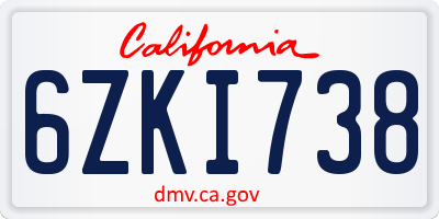CA license plate 6ZKI738