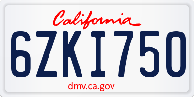 CA license plate 6ZKI750