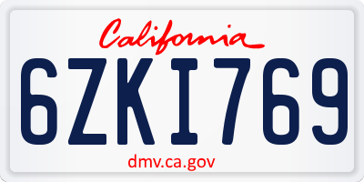 CA license plate 6ZKI769