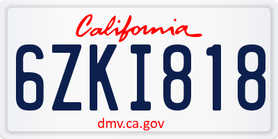 CA license plate 6ZKI818
