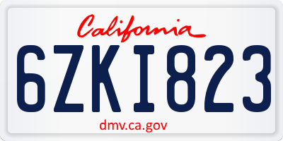 CA license plate 6ZKI823