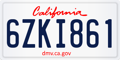 CA license plate 6ZKI861