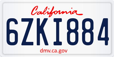 CA license plate 6ZKI884