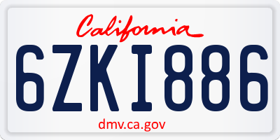 CA license plate 6ZKI886