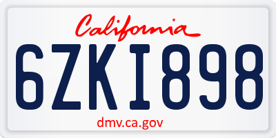 CA license plate 6ZKI898