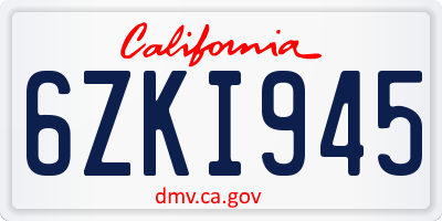 CA license plate 6ZKI945