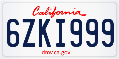 CA license plate 6ZKI999