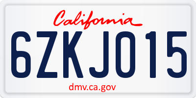 CA license plate 6ZKJ015