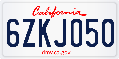 CA license plate 6ZKJ050