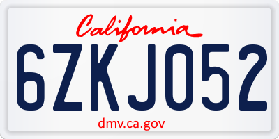 CA license plate 6ZKJ052