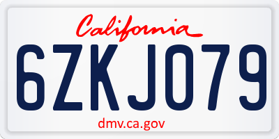 CA license plate 6ZKJ079