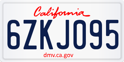 CA license plate 6ZKJ095