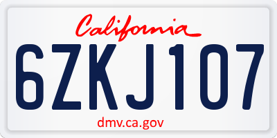 CA license plate 6ZKJ107