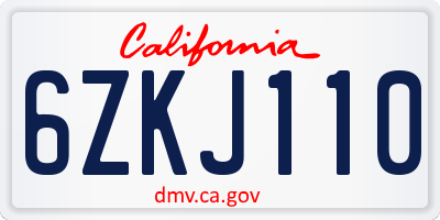 CA license plate 6ZKJ110