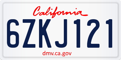 CA license plate 6ZKJ121