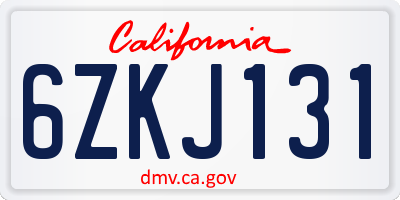 CA license plate 6ZKJ131