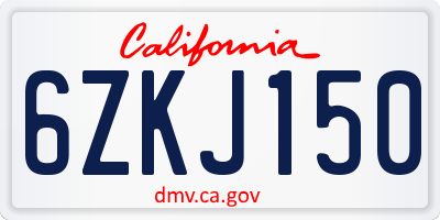 CA license plate 6ZKJ150