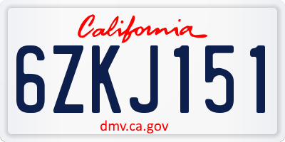 CA license plate 6ZKJ151