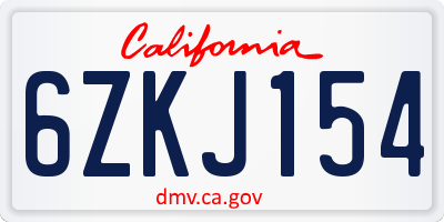 CA license plate 6ZKJ154