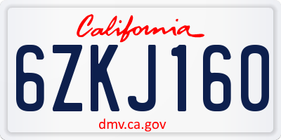 CA license plate 6ZKJ160