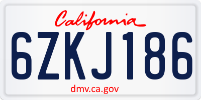 CA license plate 6ZKJ186