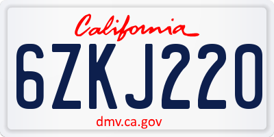 CA license plate 6ZKJ220