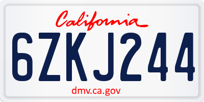 CA license plate 6ZKJ244