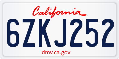 CA license plate 6ZKJ252