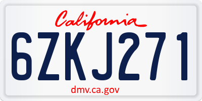 CA license plate 6ZKJ271