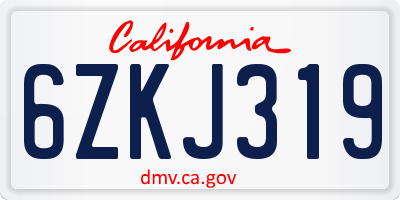CA license plate 6ZKJ319