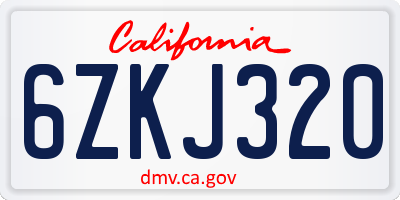 CA license plate 6ZKJ320