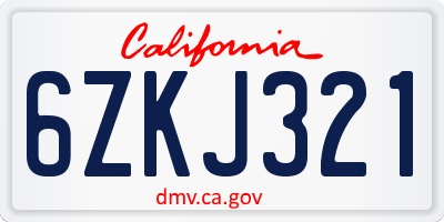 CA license plate 6ZKJ321