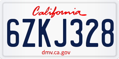 CA license plate 6ZKJ328