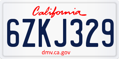 CA license plate 6ZKJ329