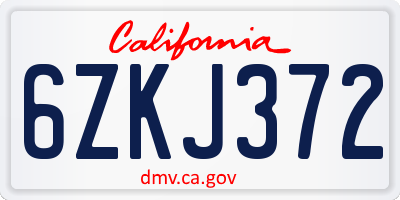 CA license plate 6ZKJ372