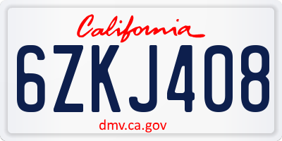CA license plate 6ZKJ408
