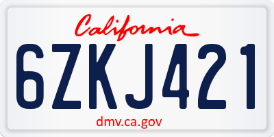 CA license plate 6ZKJ421