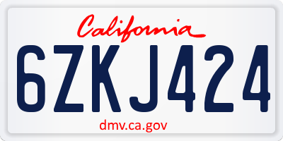 CA license plate 6ZKJ424