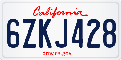 CA license plate 6ZKJ428