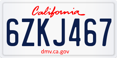 CA license plate 6ZKJ467