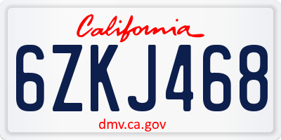 CA license plate 6ZKJ468