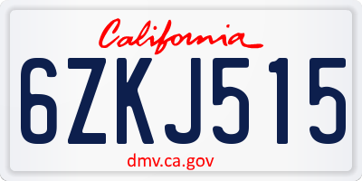 CA license plate 6ZKJ515