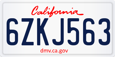 CA license plate 6ZKJ563